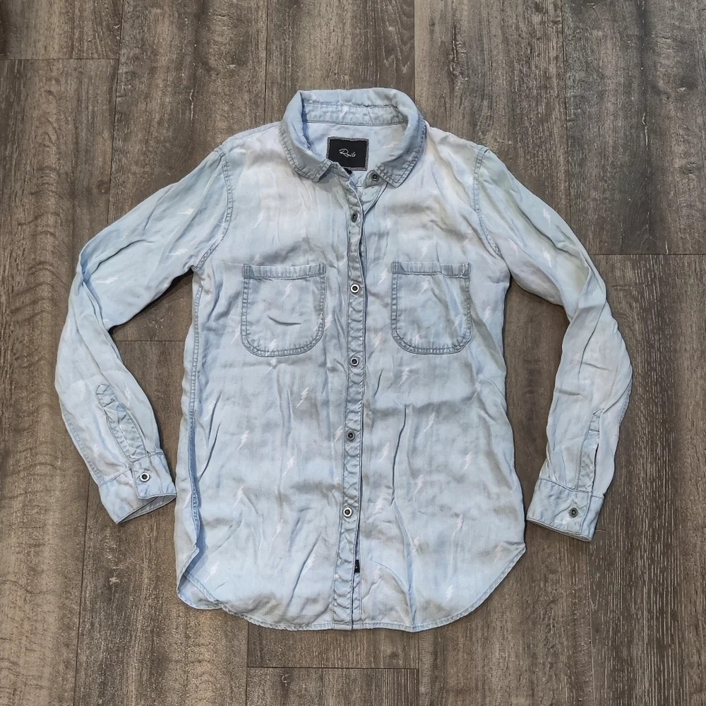 Rails Carter Lightning Bolt Chambray Button Down - image 3